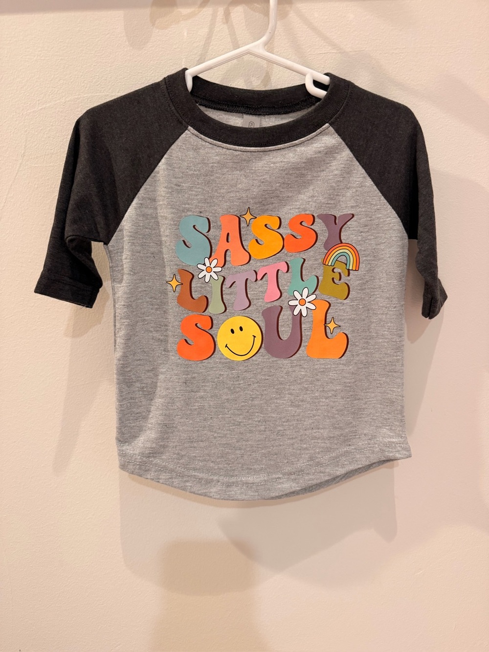 Sassy Little Soul Kids Raglan Shirt - Gray/Black 2-T New